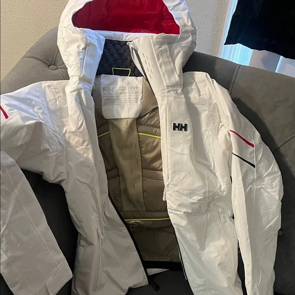 Helly Hansen White Jacket with Red Lining - Picture 2 of 3
